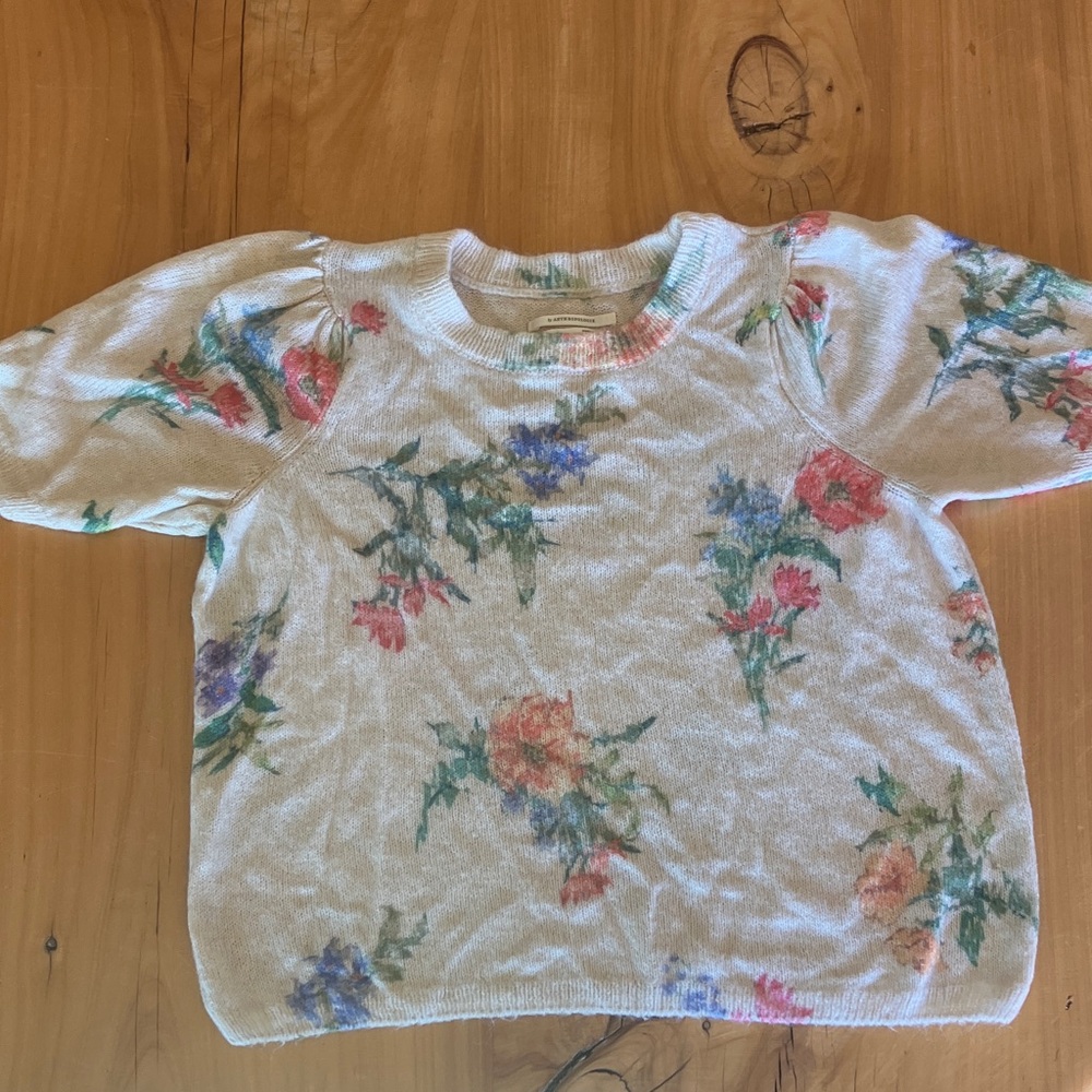 Anthropologie Floral Blouse - Cream and Multicolor